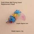 Blue and yellow flying insect cat toy replacement head with bell, approx 6cm length - Glitter Ball Insect Style