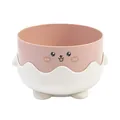 Cute pink puppy face pet food bowl with decorative white wave eggshell base stand holder - Bean Dust Pink Without Stainless Steel Bowl