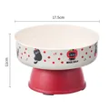 Cute cartoon cat pattern pet high-foot bowl with red base, measures 17.5cm x 11cm - Large Size Red (Single Bowl)