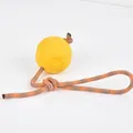 Durable yellow TPR dog toy ball with orange braided tug-of-war rope for heavy chewers - Small Rope Style / Yellow