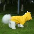 Cute yellow cartoon dinosaur dog raincoat with waterproof hood for small pets - S / Yellow