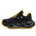 Men's breathable mesh chunky running sneakers in stylish black and yellow colorway - 39 / Black