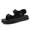 Zwarte herensandalen voor buiten en strand met verstelbare klittenbandsluitingen - 38 / Zwart