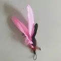 Testina di ricambio per piumino per gatti con piume rosa e nere e un piccolo campanellino - Rosa