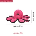 Rose red squeaky octopus dog toy crafted from soft and durable textured corn fleece fabric - Rose Red Style (PT253) / Rose Red Octopus