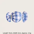 Blauw-wit geruit kattenkruid snoep pluche speeltje met 10 cm lengte en 3,5 g gewicht - Blauw en Wit Geruit