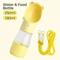 Draagbare gele 2-in-1 water- en voerfles voor huisdieren met 250ml 180ml capaciteit - 250ml+180ml Water & Voerbeker / Geel