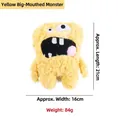 Yellow fuzzy monster plush dog toy with big mouth and eyes, 21x16cm size. - Big Mouth Monster Style / Yellow Big Mouth Monster