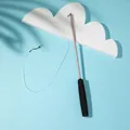 Professioneller abnehmbarer Katzenangelstab mit schwarzem Schaumstoffgriff und Clip - 3-Sektion Teleskopisch / 40-98cm / Schwarzer Griff Rosafarbener Stab