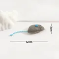 Gray plush mouse cat toy with catnip, featuring 12cm length and 3cm height labels - Style 6 (HDD)