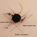 Realistic black insect cat toy replacement head featuring soft feathers and a small bell - Black Flying Insect Replacement Head