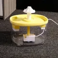 Fuente de agua amarilla para gatos con protección contra el funcionamiento en seco - 2L USB Fuente Doble Filtro Luz Anti-Seco (Amarillo)