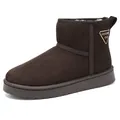 Dunkelbraune Winter-Schneestiefel mit dicker Plateausohle und warmem Kunstfellfutter - 35 / Khaki