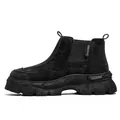 Schwarze Outdoor-Arbeitsstiefel mit Sockenmund und dicker Profilsohle - 39 / Schwarz