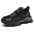Black breathable mesh men's running shoes featuring a quick rotating buckle system - 36 / Black Hole