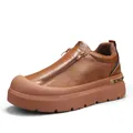 Zapatos de skate de plataforma de cuero de microfibra marrón para hombre con cremallera - 39 / Marrón