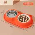 Doppelter Haustiernapf Set in Orange mit Slow Feeder und Edelstahlnapf, 40x24x7cm - Anti-Schling-Napf und Edelstahlschale / Orange