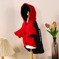 Professional red and black thickened pet dog hooded windbreaker jacket with snap buttons - S / Red