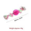 Rose red cotton rope dog toy with TPR ball and double knots, 18cm length - 18cm / Rose Red