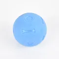 Detailed macro view of durable blue TPR dog toy ball featuring embossed bone patterns - Large Size Solid Style / Blue