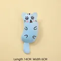 Light blue catnip plush toy for cats featuring a funny and grumpy cat emoji expression - Single Item / Funny Emoji Blue