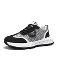 Zapatillas retro para hombre con ante negro y paneles tejidos en color grisáceo - 39 / Blanco Negro