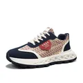 Zapatillas casuales de hombre estilo vintage con gamuza azul marino y paneles de tweed - 39 / Azul Rojo