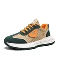 Zapatillas casuales retro de paja tejida verde oscuro para hombre con detalles naranjas - 39 / Verde Naranja