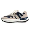 Men's stylish retro Japanese running shoes in beige and navy with platform soles - 39 / Beige Blue