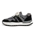 Mens Japanese style low-top sneakers in grey and black with a thick chunky sole - 39 / Black and Gray