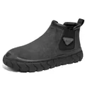 Bottines Martin premium pour hommes en daim gris foncé avec semelle épaisse et doublure - 39 / Gris Doublé Polaire