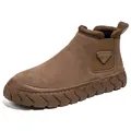 Bottes Martin professionnelles en daim marron pour hommes avec doublure en polaire chaude - 39 / Camel (Doublé Peluche)