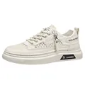 Breathable off-white mesh hollow men's casual sneakers featuring a street style design. - 39 / Beige