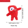 Durable red plush monster dog toy with large eye design for aggressive chewers - Dancing Monster Style / Red Dancing Monster