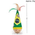 Interactive tumbler wobbler cat toy with colorful feathers and soccer pattern, 6x18cm - Football Pattern Style