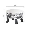 Elevated 14cm cat food bowl with cute pattern for neck protection and anti-slip stability - Cat Print (cw367) / Without Stainless Steel Inner Bowl