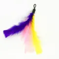 Colorful replacement feather head for cat teaser wand featuring purple pink and yellow - Three Feather Heads (Without Bell)
