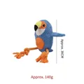 Vibrant parrot-shaped plush dog squeaky toy with rope legs for chew and play interaction - 36cm