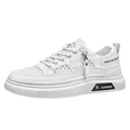 Breathable white mesh hollow casual sneakers for men in stylish street fashion - 39 / White