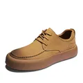 Elegantes zapatos casuales de cuero marrón para hombre con suela gruesa y cordones - 38 / Estilo de Superficie Estándar / Marrón Amarillento