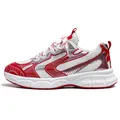 Breathable men's mesh dad sneakers featuring a vibrant red and white sporty finish - 39 / White Red