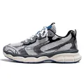 Breathable grey and blue mesh chunky dad sneakers for men's athletic running wear - 39 / Gray