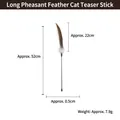 Long pheasant feather cat teaser wand featuring a 52cm rod and 22cm natural feather - Long Pheasant Feather Teaser