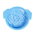 Detail of blue marble silicone slow feeder dog bowl with bone and paw patterns inside. - Blue White Marble