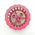 Detailed top-down view of a pink wooden parrot and hamster exercise running wheel toy. - Bulk/Self-assembly (Premium Version) / Pink