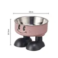 Gamelle surélevée en inox rose pour animaux avec base bottes et motif souriant, 14 cm de large. - Bol Surélevé Visage Souriant / Rose