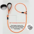 Close-up of orange dog leash showing steel wire core and 360-degree rotating handle - Webbing Handle P-Rope / 5mmx70cm / Orange