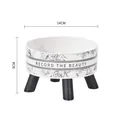 Elevated ceramic pet bowl with rose pattern design and measurement markings in white - Vintage Floral (cw367) / Without Stainless Steel Inner Bowl