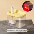 Fuente de agua automática para mascotas amarillo crema con tanque transparente y bomba - 1.5L USB Cuadrado Luz Anti-Seco (Amarillo)