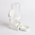 White automatic pet waterer with gravity feed and transparent bottle - White